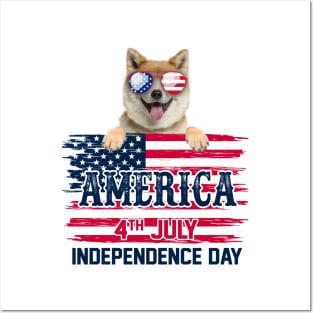 America 4th July Independence Day - Akita Dog Posters and Art